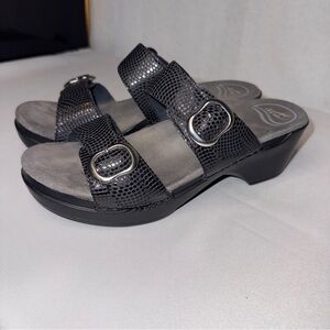 Dansko Black Sandals with Adjustable Buckles and Cushioned Soles